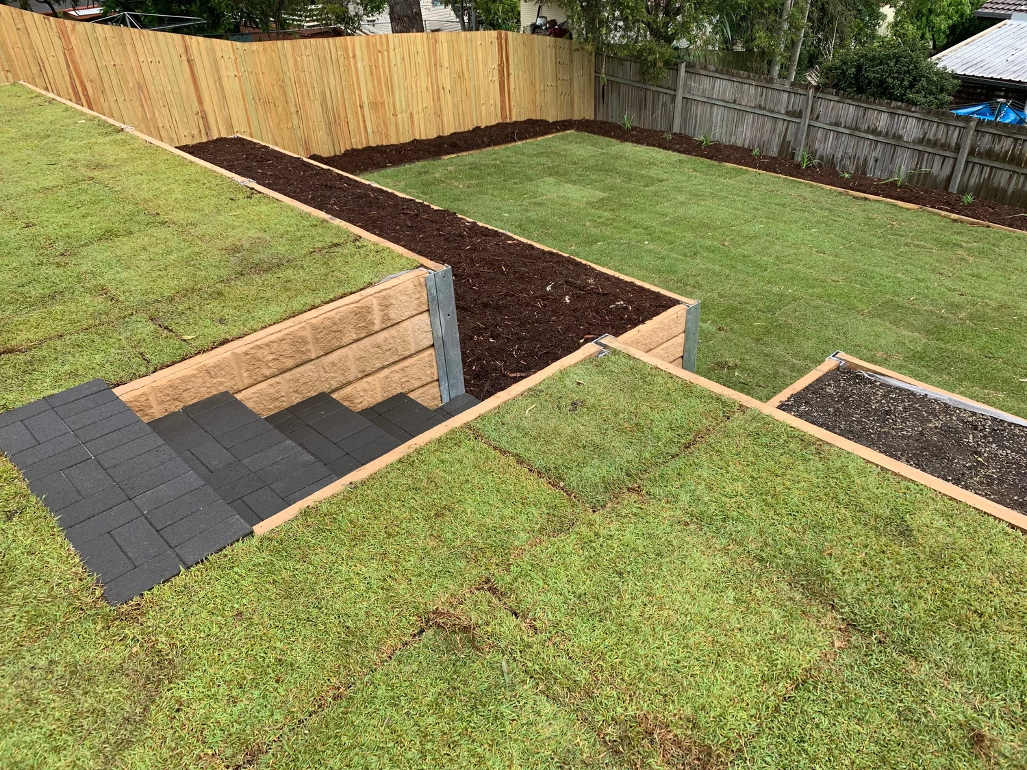 Freshly completed turfing project by Fassifern Landscapers